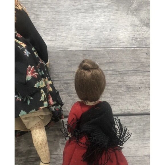 Lot of 5 Vintage Folk Art Wood Cloth Dolls  Old Dress 4-11” (CS4) - Picture 10 of 11